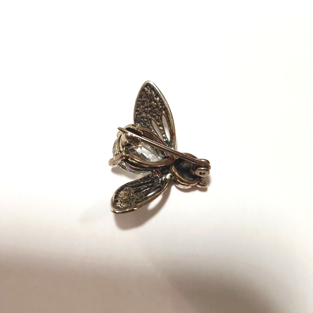 925 milor ITALY cz sterling silver flying fly bee brooch pin vintage stamped - Picture 4 of 9